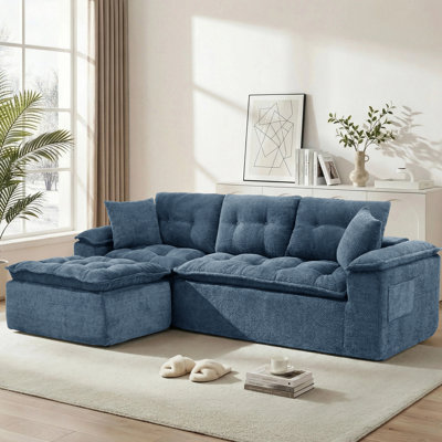 Canapé modulaire modulaire, canapé modulaire Cloud avec repose-pieds, canapé moderne en forme de L avec assise profonde, canapé rembourré sans os pour le salon avec coussin superposé, sans assemblage