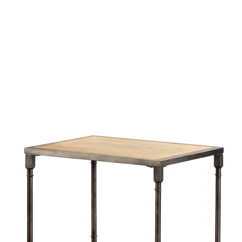 Cormira 24 In. Natural Oak Square Wood End Table With Display Shelf