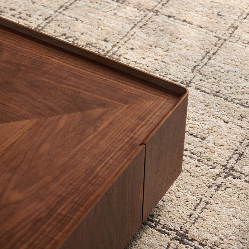 coffee table, square walnut wood design