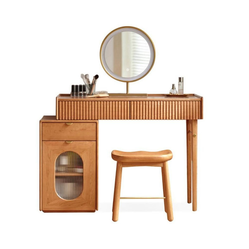 Coiffeuse avec miroir lumineux, 3 tiroirs, 1 chaise