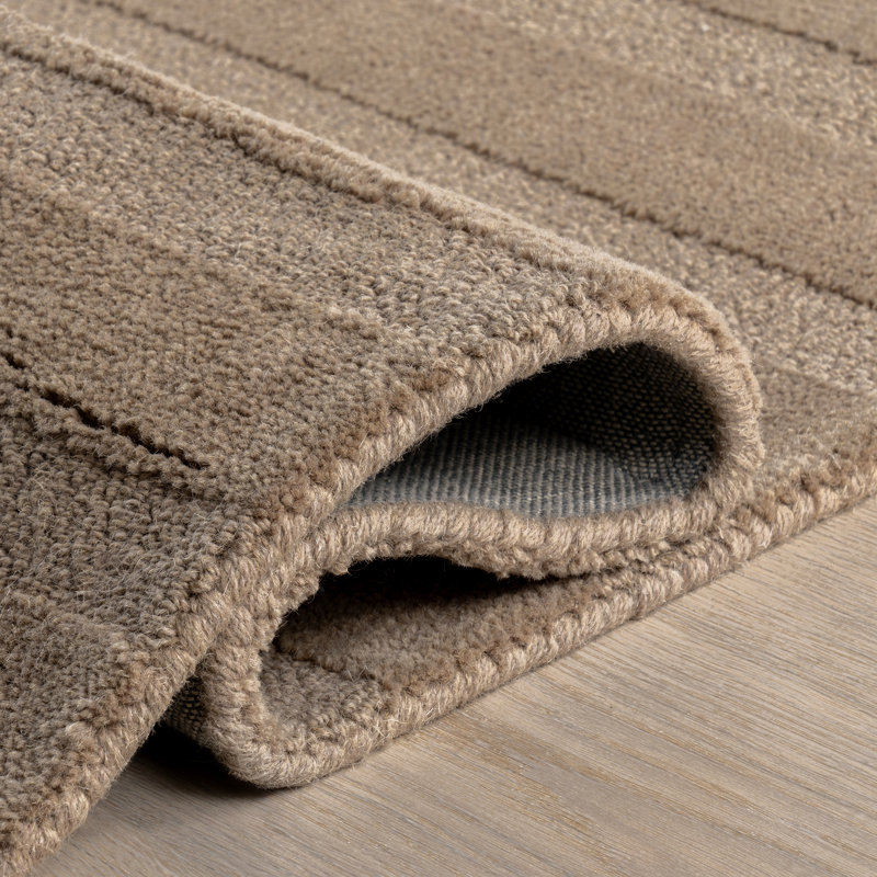 Vestry Brown Handmade Wool Tufted Stripe Area Rug