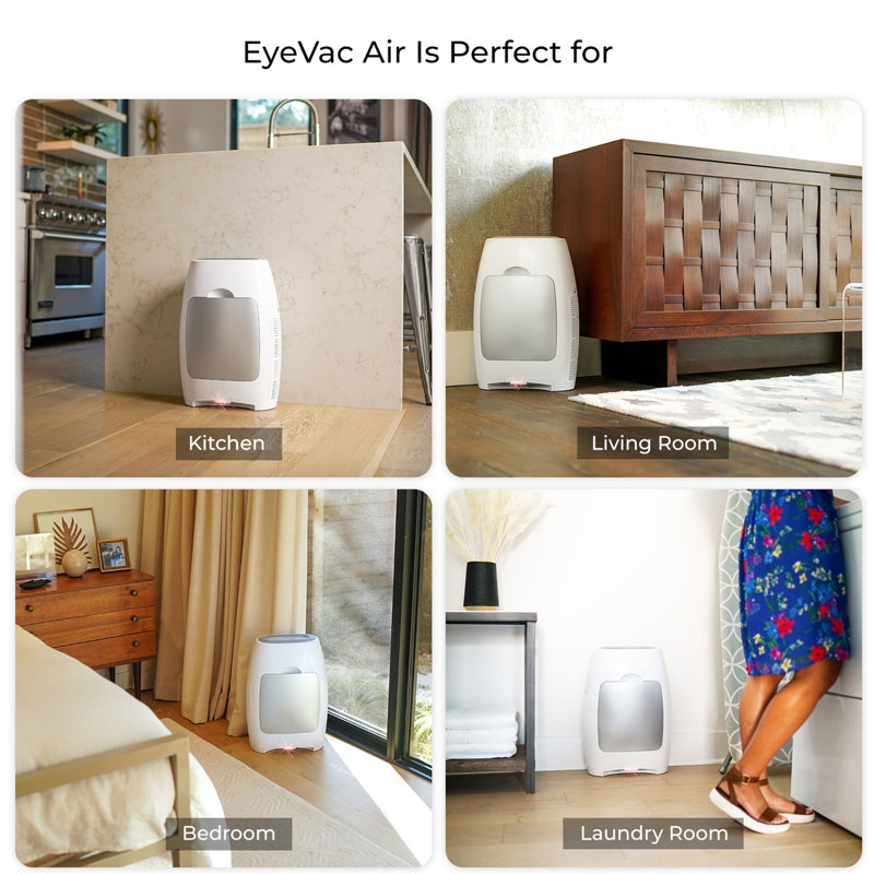 Eyevac Air - Le seul purificateur / désodorisant et aspirateur d'air 2-en-1, Blanc