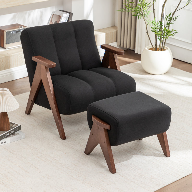 Fauteuil avec repose-pieds Chenice, Noir