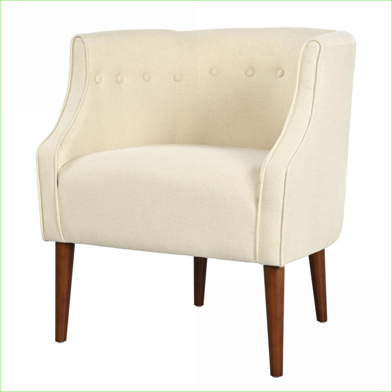Mid-Century Button-Tufted Upholstered Accent Chair, Sturdy Birch Legs Club Tub Chair for Living Room Bedroom Office, for Adults