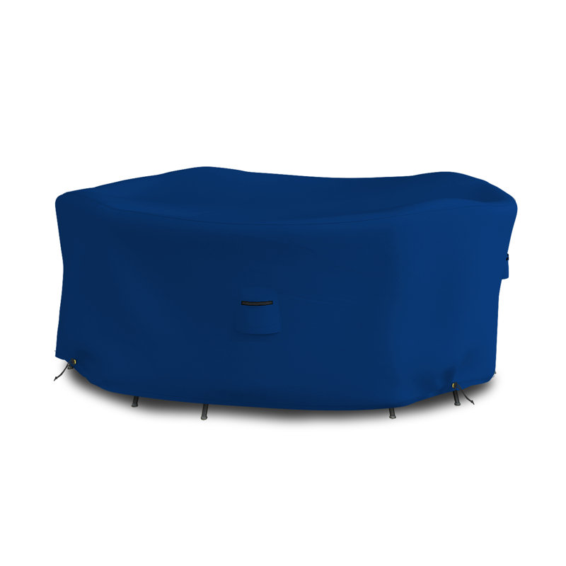 Housse robuste pour table ronde et chaise d'extérieur robuste et polyvalente, H 24 po x l 109 po, Bleu