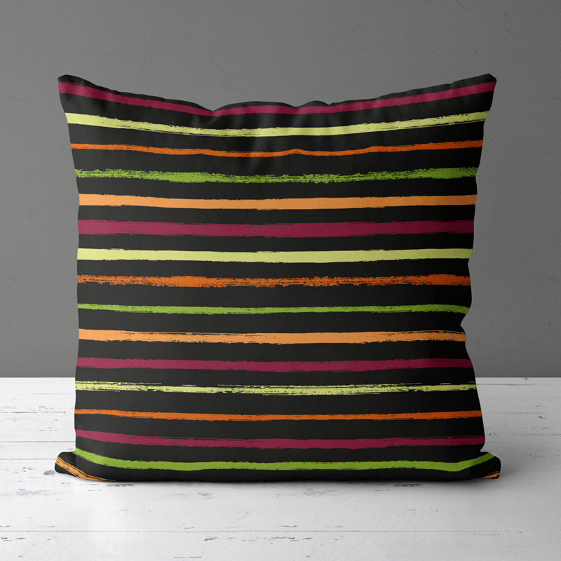 Housse et insert de coussin carré Marler, Noir / orange / vert