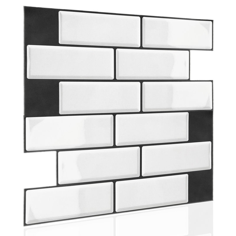 Carrelage style métro auto-adhésif 6 po x 12 po, Blanc