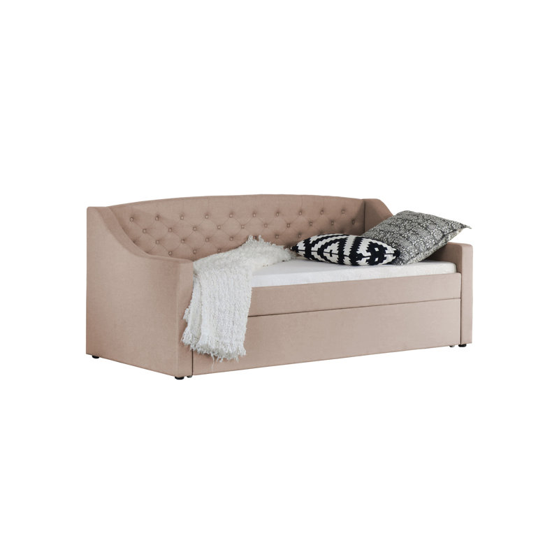 Upholstered Daybed with Trundle, Mocha