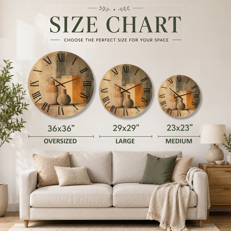 Horloge murale Boho Silent Wood - Forme céramique moderne, Médium