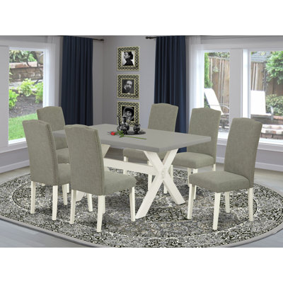 Ensemble de table de cuisine 6 pièces comprenant une table à manger rectangulaire et 4 chaises rembourrées en lin Shitake foncé avec banc, 91 x 152 cm, multicolore