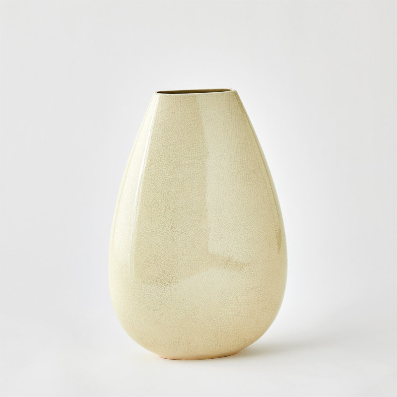 Giant Teardrop Vase-Butter Crackle-Sm, 16.5" H x 11.5" W x 4" D