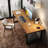 Brown+Black Rectangular Solid Wood+Steel desk-639948276