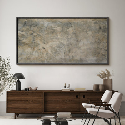 Rustic Grunge Green Abstract Extra Large Pictures Framed Canvas Print Wall Art