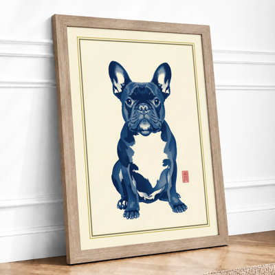 Symmetrical Bulldog Japandi - Framed Print