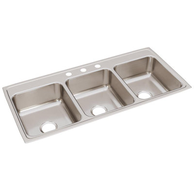 Lustertone 46" L x 22" W Triple Basin Drop-In Kitchen Sink
