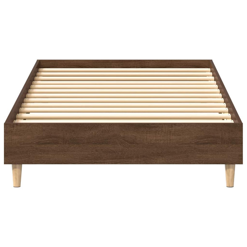 Bed Frame No Mattress Engineered Wood, Small Single (2'6), Brown Oak