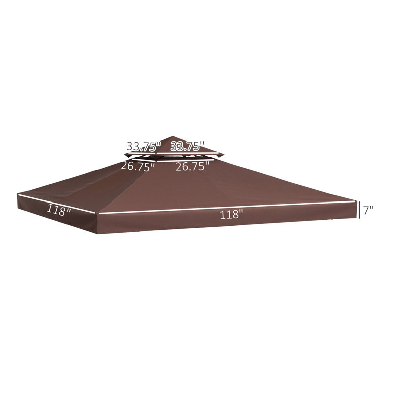 Toit de rechange pour gazebo Outsunny 3 m x 3 m, 2 niveaux, ventilé et résistant aux UV, compatible avec les modèles 01-0153 et 100100-076, couleur café.