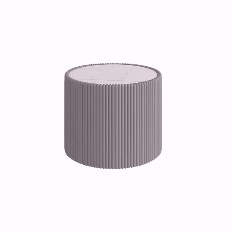 Table basse moderne en cuir fritté avec dessus en pierre, Gris