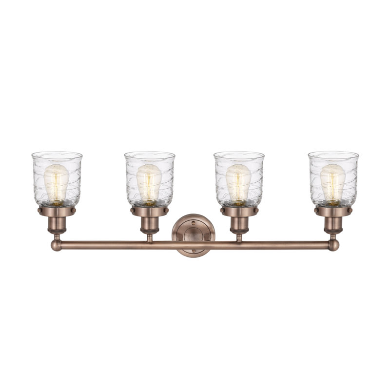Éclairage pour meuble-lavabo à 4 lumières à intensité variable Asheton, Tourbillon déco transparent, Cuivre antique