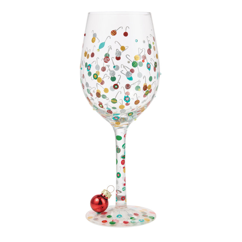 Ornement de Noël Enesco Lolita - Un verre de vin artisanal peint à la main 15 oz.