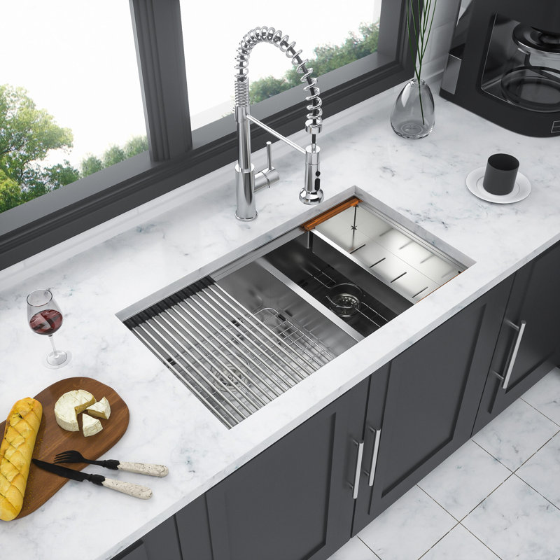 Double Bowl Undermount Sink, Double Bowl Kitchen Sink 16 Gauge With Two 10" Deep Basin