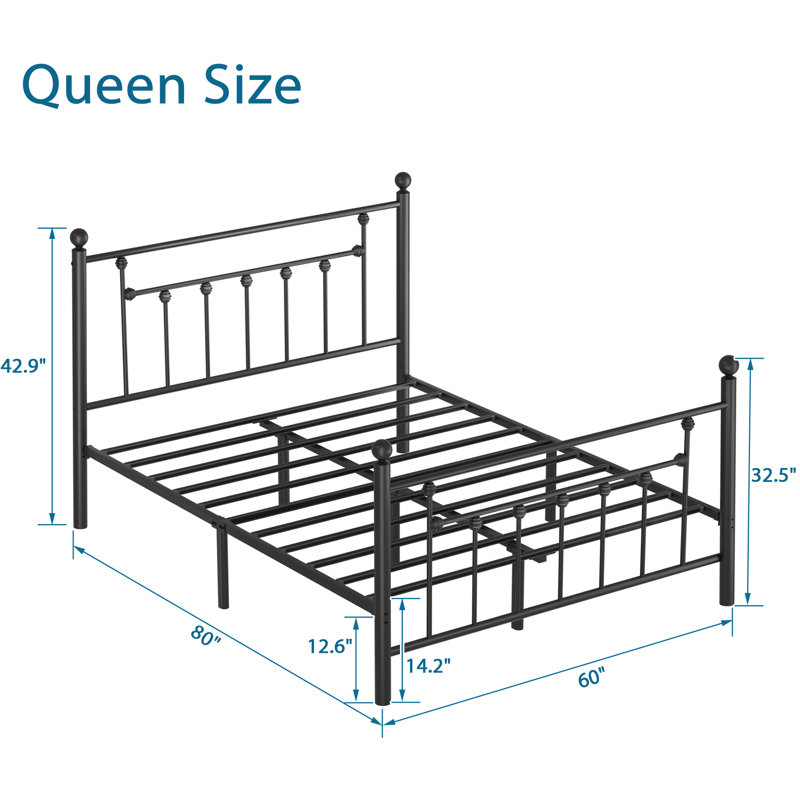 Ensemble de chambre avec lit plateforme 3 pièces Kempst, Noir, Reine