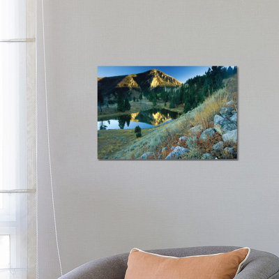 Bunsen Peak An Ancient Volcano Cone Reflected In Lake Near Mammoth Yellowstone National Park Wyoming by Tim Fitzharris - Gallery-Wrapped Canvas Giclée on Canvas