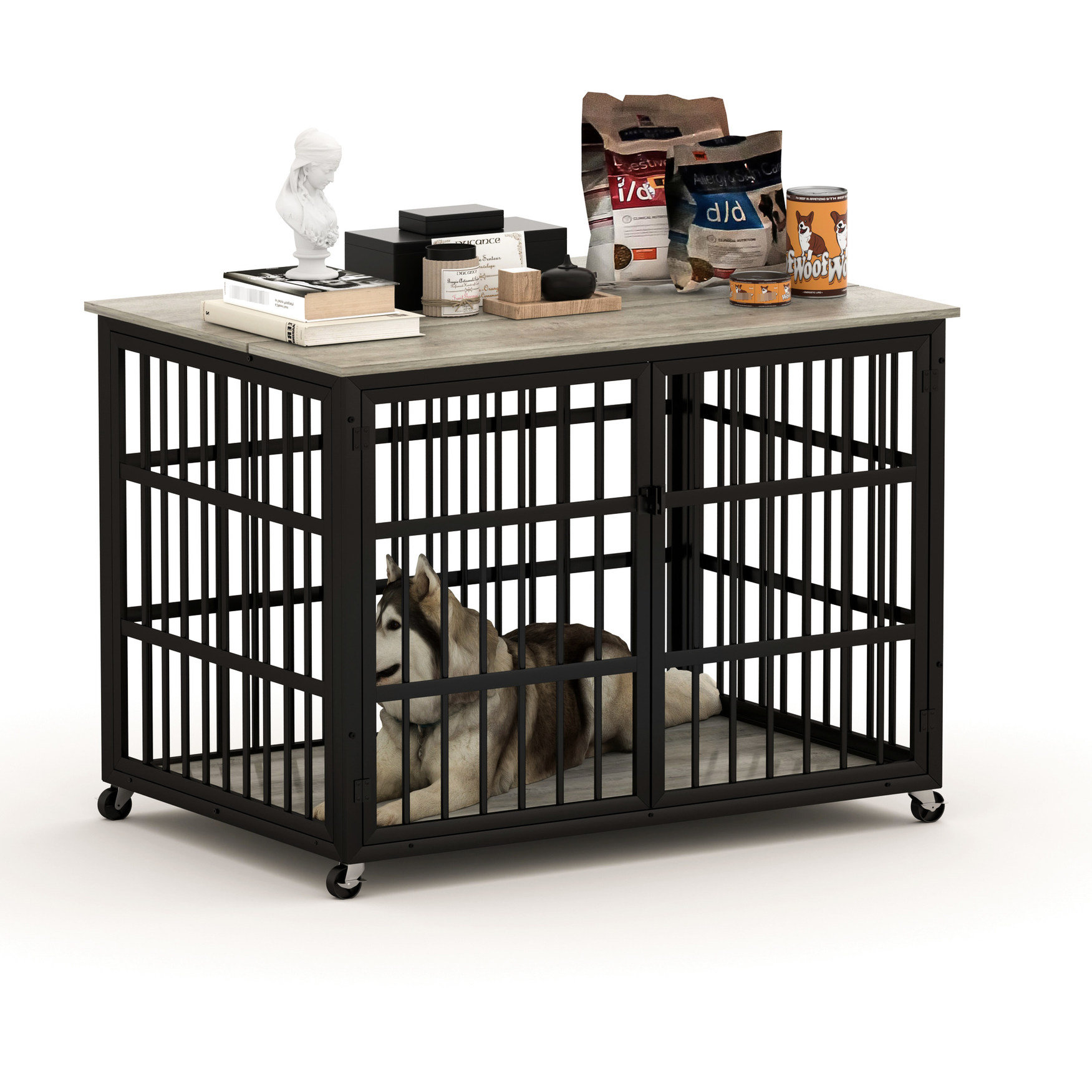 Image showcasing Tucker Murphy Pet™ Furniture Style Dog Pen With Side Openings, Grey ...
