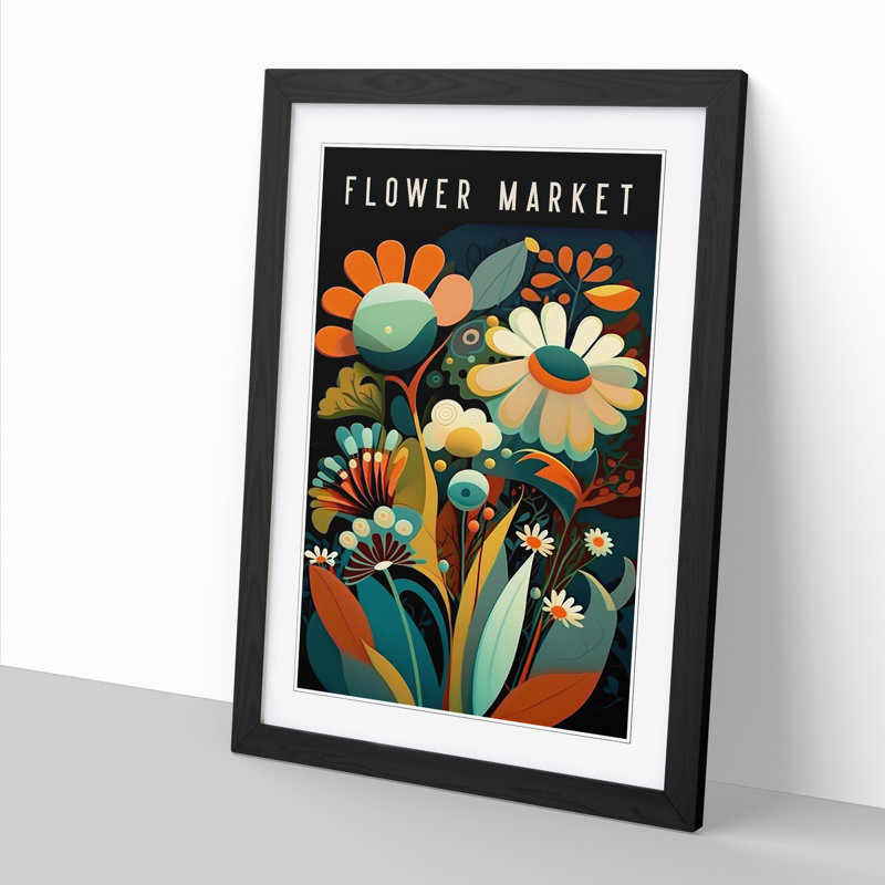 Modern Flower Market Exhibition No.2 - Single Picture Frame Print on Wood, 46cm H x 34cm W x 2cm D