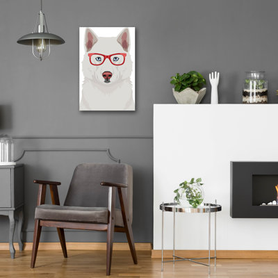 Art mural en verre épique «Husky portant des lunettes de hipster» par Furbaby Affiliates