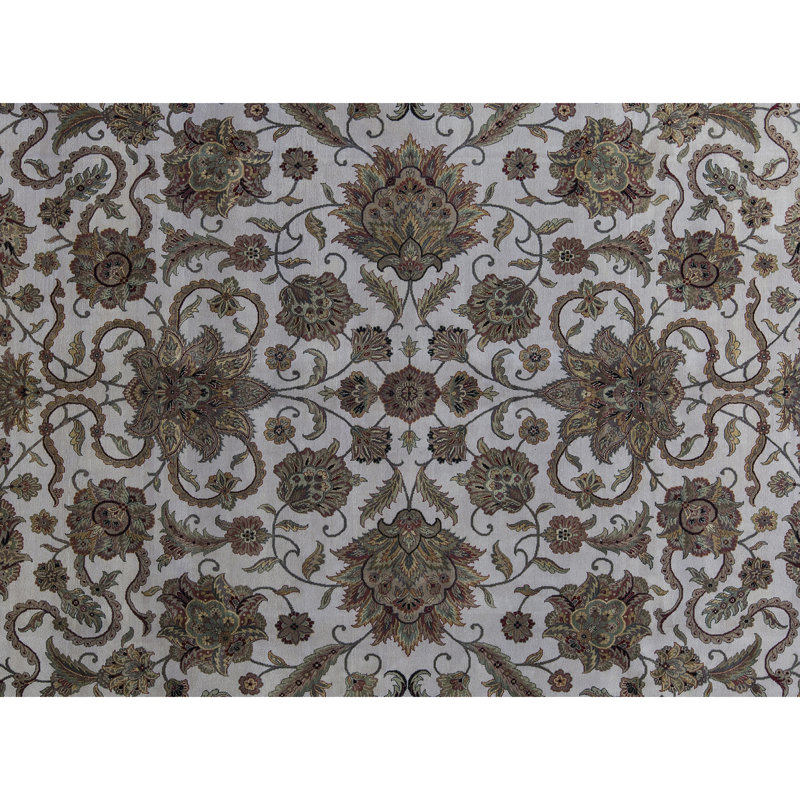 Tapis ivoire et doré de haute qualité noué à la main