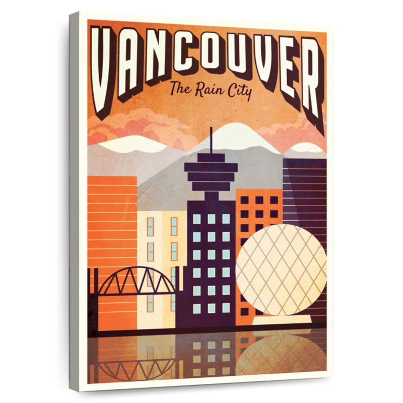 Affiche rétro de Vancouver, H 45 po x l 30 po
