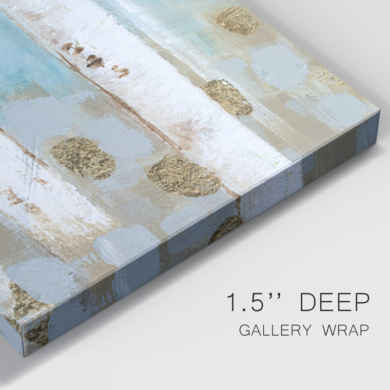 Golden Birch Grove - toile tendue avec châssis de qualité supérieure - prête à être accrochée, H 48 po x l 96 po x P 1 po
