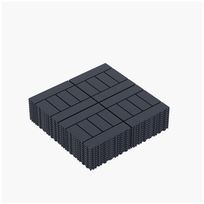 Carreaux de terrasse de style H de 12 po, carreaux de terrasse à emboîtement de module de bricolage, carreaux de sol pour l'extérieur et l'intérieur, installation facile et rapide pour les porches de la cour arrière du balcon de la piscine 44 pièces