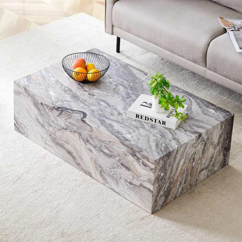 Table basse moderne en bois aggloméré avec motif gris - 39,3 x 23,6 x 11,8 pouces - Design élégant et durable
