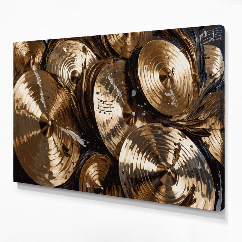 «Music Cymbals», art mural sur toile brune, H 11 po x l 14 po