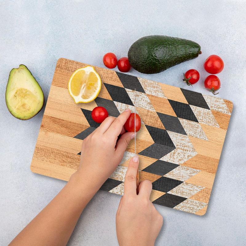 Flourish Tempered Glass Cutting Board, 7.9 x 11.8 inches | 100% Antibacterial, Easy-Clean Surface, Non-Slip Silicone Feet | Perfect for Food Prep & Serving, Durable & Stylish Kitchen Essential, Not Dishwasher Safe