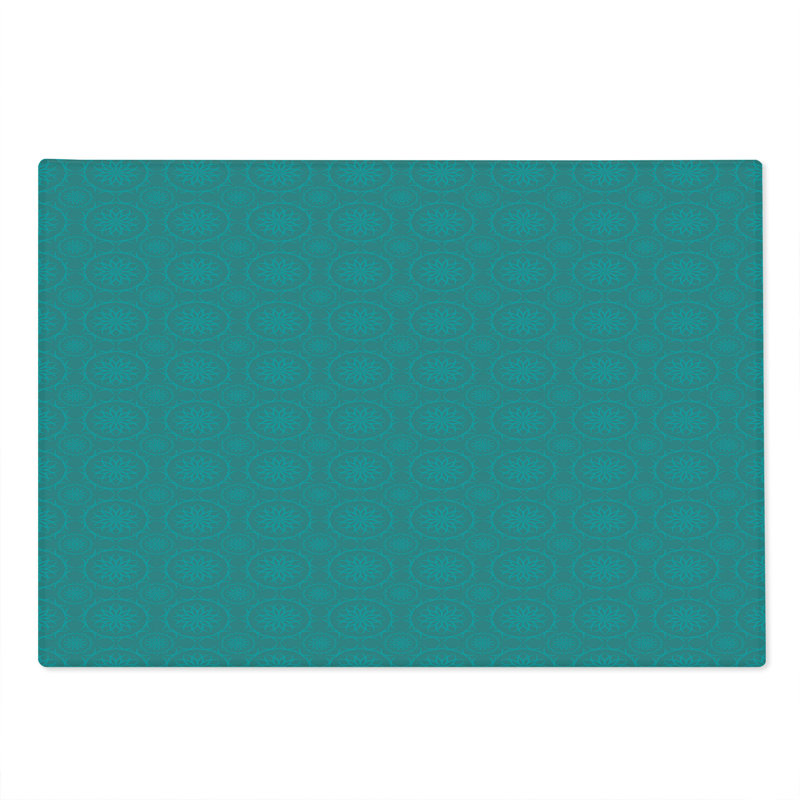 Ambesonne Antique Oriental Cutting Board Large Size Monochrome Tile Cadet Blue and Turquoise