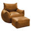 Fauteuil à billes surdimensionné brun en mousse viscoélastique avec repose-pieds, ensemble de chaises longues ergonomiques modernes