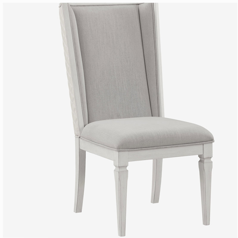 Chaise d'appoint rembourrée gris clair et blanc patiné (ensemble de 2 pièces)
