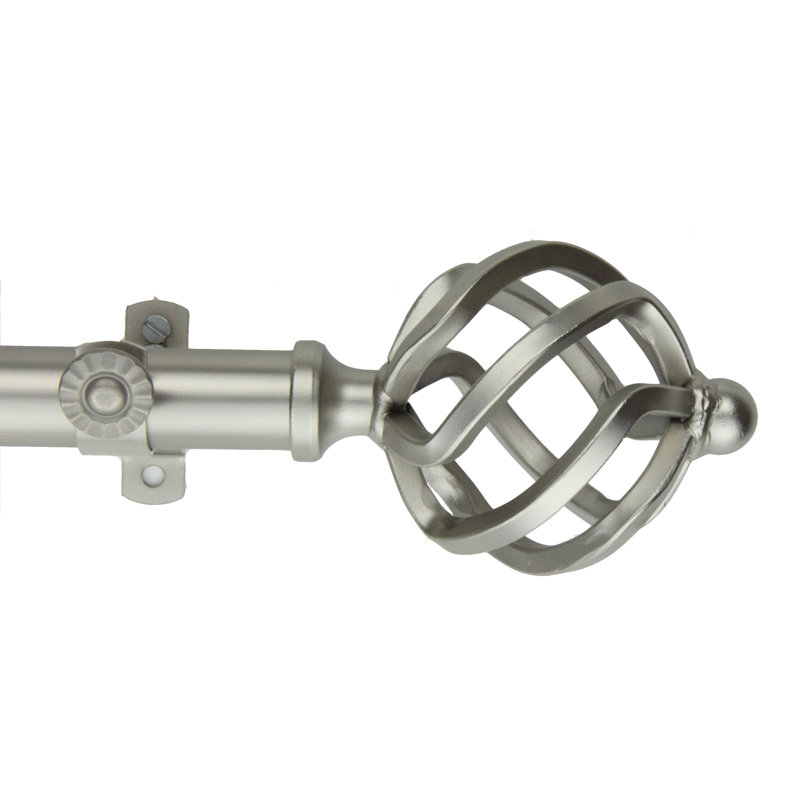 Tringle à rideaux simple réglable 0,81 po Serio, Nickel satiné, H 2,5 po x l 252 po x P 2,75 po