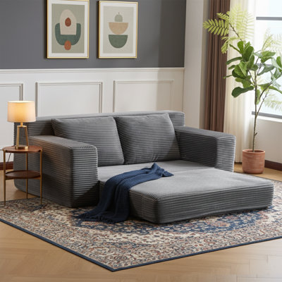 Causeuse surdimensionnée en velours côtelé de 71,6 po avec canapé en mousse à mémoire de forme haute densité et coussins, gris