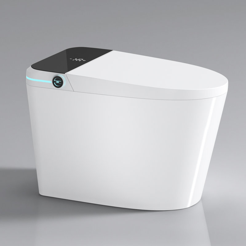 Modern Bathroom Smart Bidet Toilet - Auto Open/Close, Foot Sensor, Warm Water Supply Feature, White Intelligent Open/Close Seat, Rear Wash Mode Included,