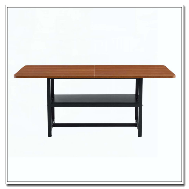 71"Long Dining Table With Shelf Storage, Walnut
