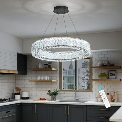 Lustre en cristal 24 pouces noir