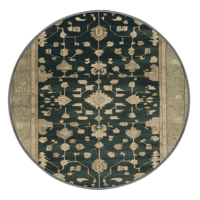 Machine Washable Overdyed Brown Area Rug, Round 6'