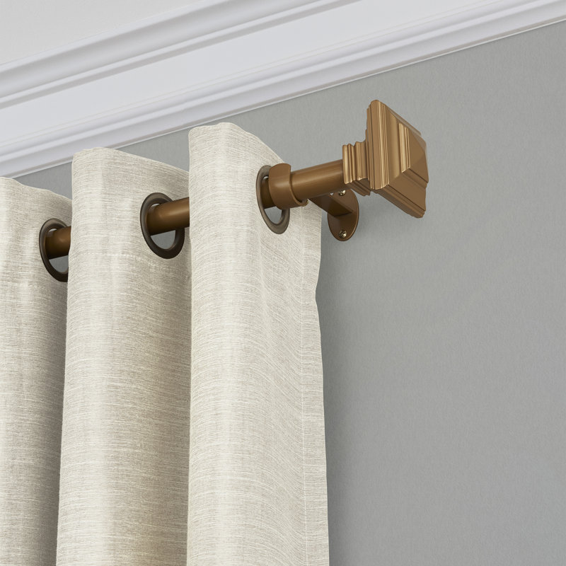 Tringle à rideaux simple Brenton avec faîteau carré empilé, Doré clair, 48"-86"