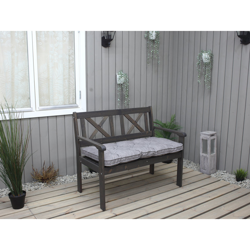 Sharadan Solid Wood Pine Outdoor Bench, 88cm H x 107cm W x 64cm D, Grey