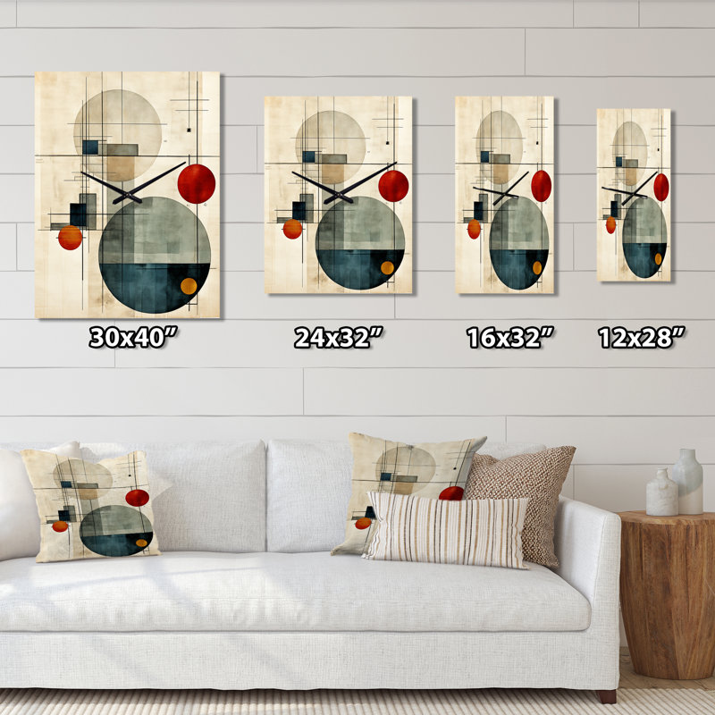 Deconstructed Moon Phases Retro Minimal I - Transitional Wall Clock Oversized, Small