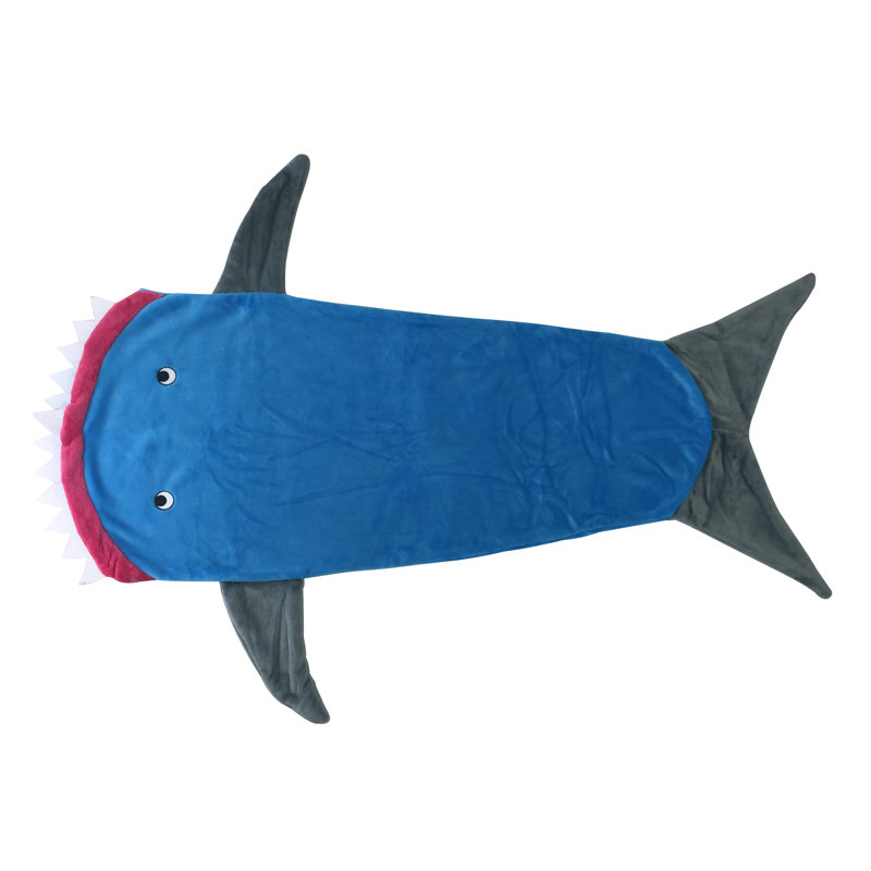 Shark Tails Plain Weave / Muslin Throw Blanket, Blue/Gray